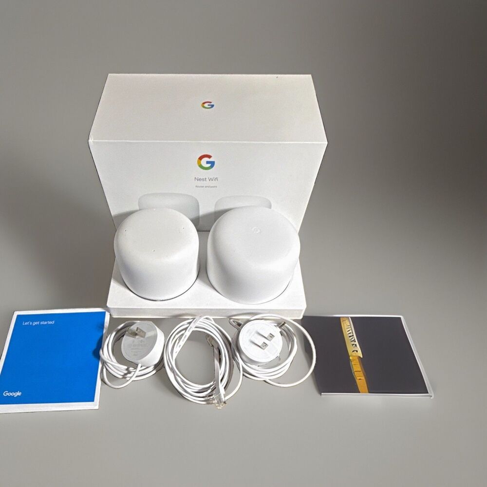 Google Nest Wifi H2D 2-Pack Mesh Router System Dual-Band 2200 Mbps White